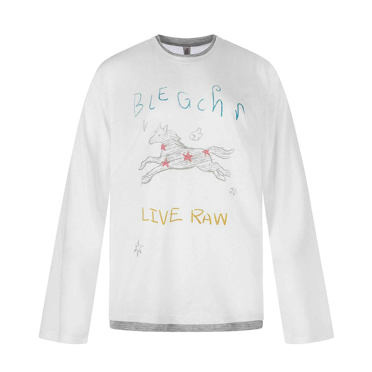 Cartoon Print Long Sleeve Casual T-Shirt For Women | MuddyStock Originals White