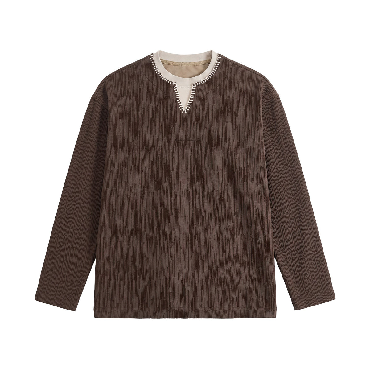 Loose Textured Mock Two-Piece Long Sleeve T-Shirt For Men | MuddyStock Originals