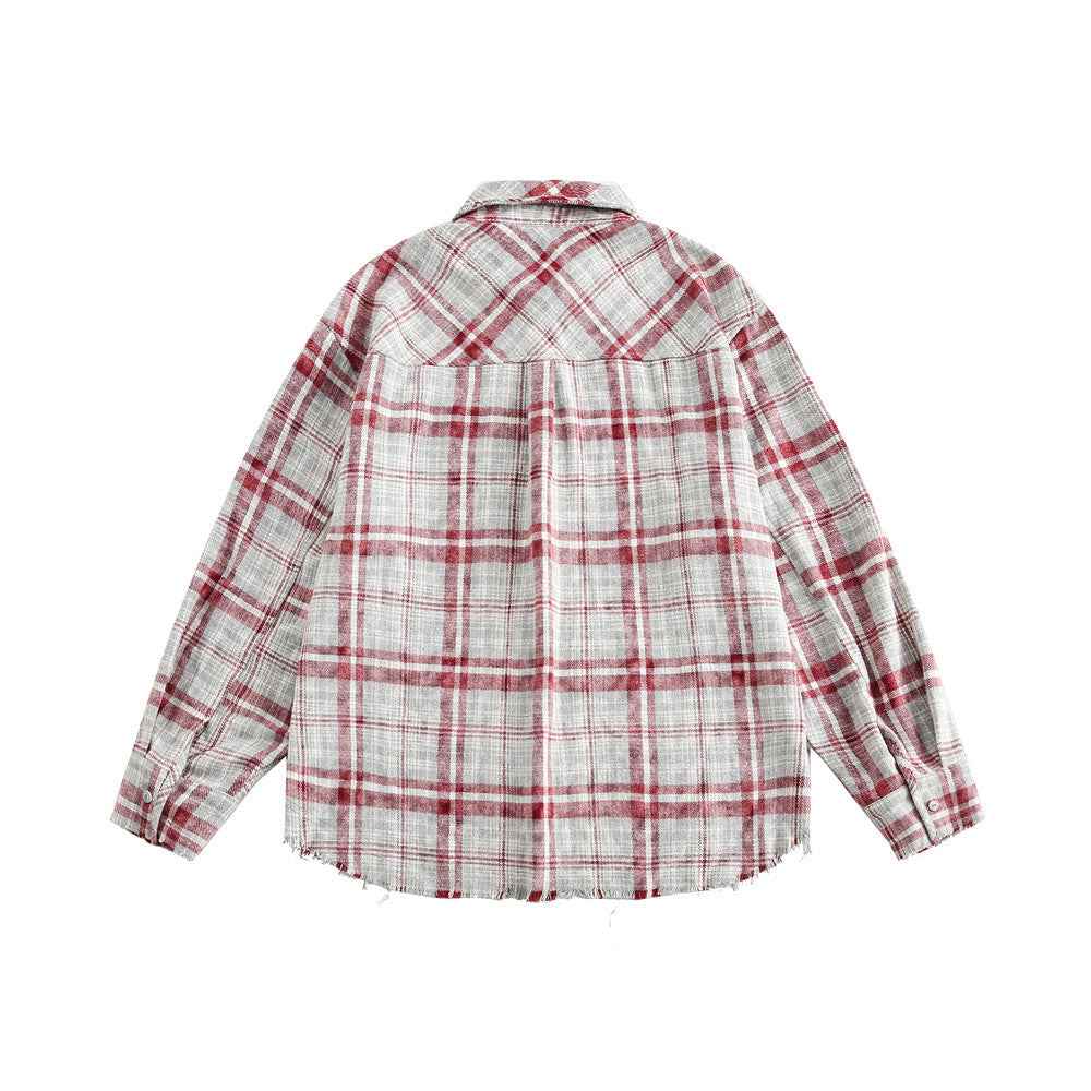 Make old loose plaid long sleeved shirt for women | MuddyStock Originals
