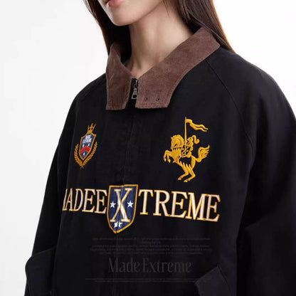 Vintage Street Style Detroit Embroidered Jacket for Women MuddyStock