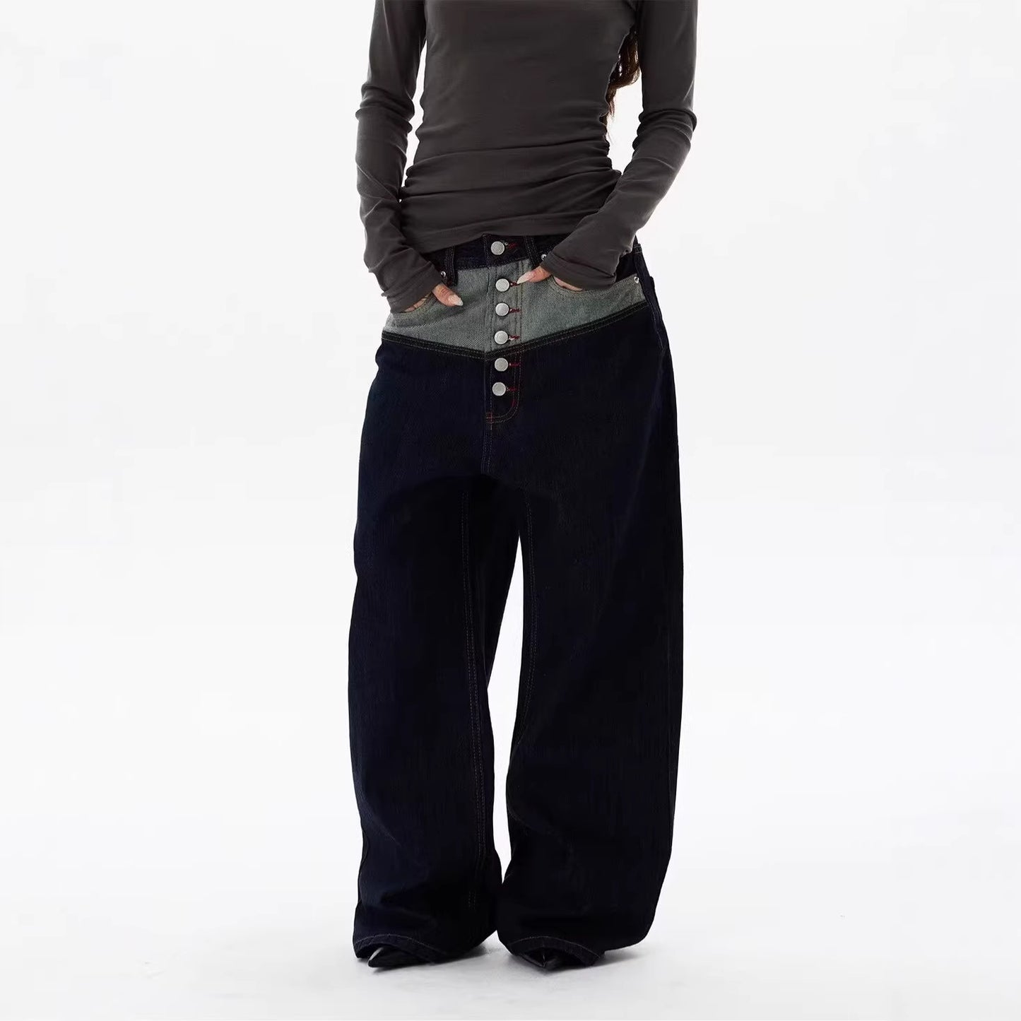 Wide Leg Curved Cut Jeans For Women | MuddyStock Originals
