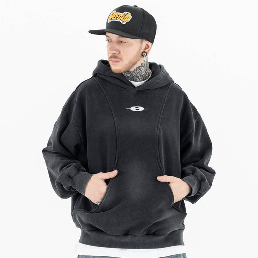 Deconstructed Patchwork Fleece Hoodie For Men
