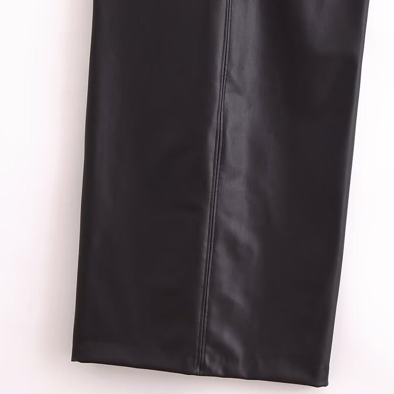 Asymmetric faux leather pleated dress | MuddyStock Originals
