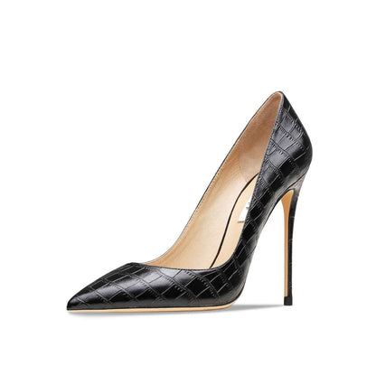 Crocodile Pattern Women's High Heel Black