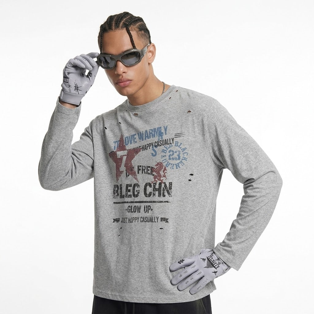 Long Sleeve t-shirt with Graffiti Print For Women | MuddyStock Originals