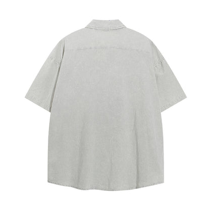 Letter Pocket Embroidered Casual Shirt For Men MuddyStock