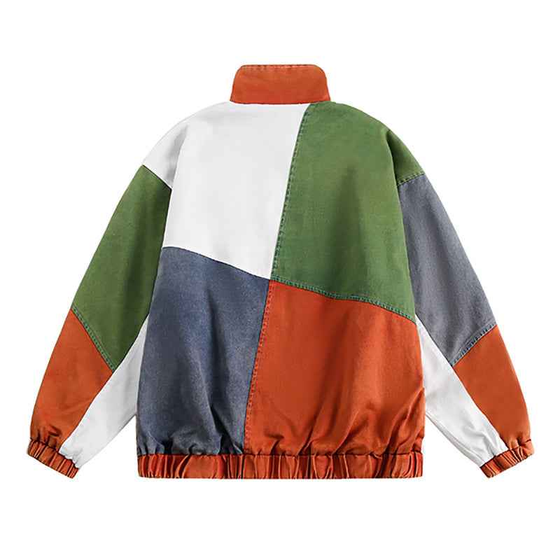 Irregular Color Contrast Patchwork Jacket For Women MuddyStock