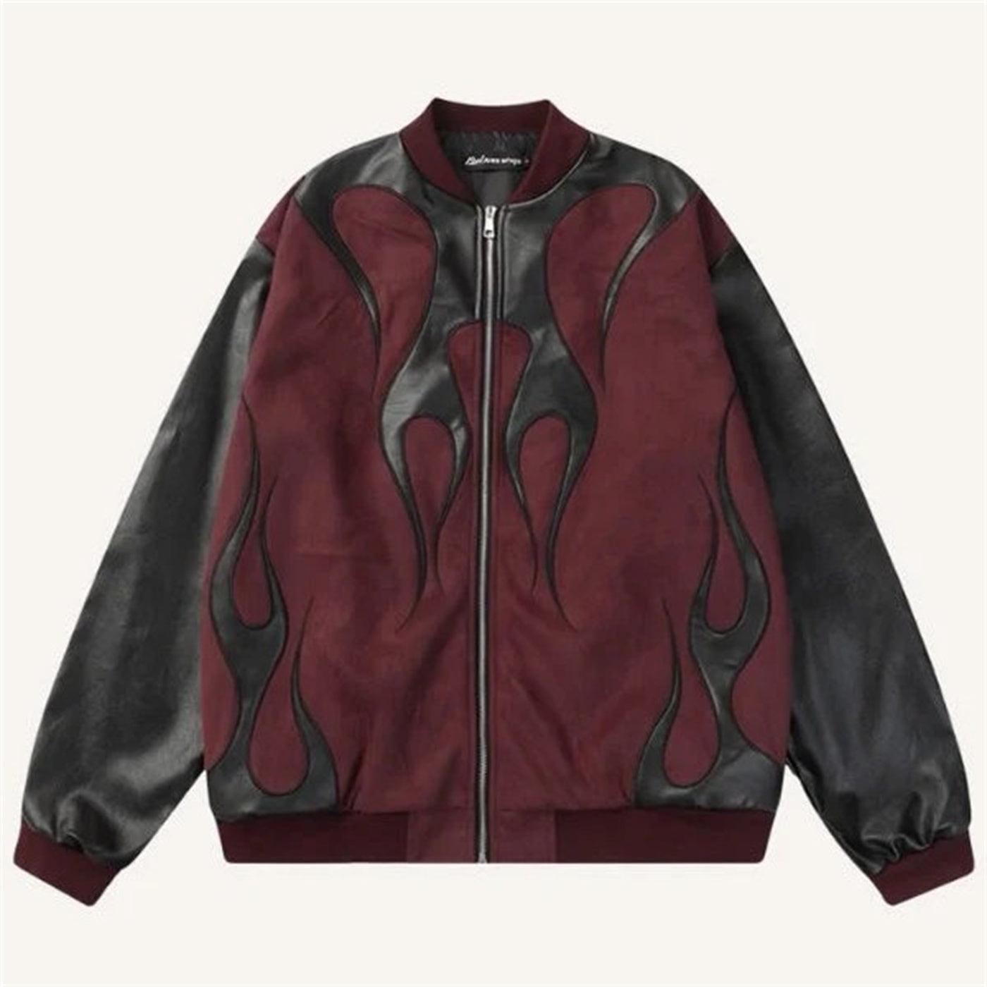 Patchwork Casual Printed Hoodie For Men Black and red