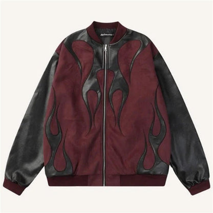 Patchwork Casual Printed Hoodie For Men Black and red