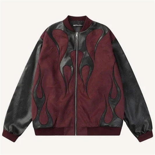 Patchwork Casual Printed Hoodie For Men Black and red
