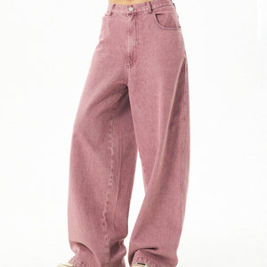 Retro Drooping Slimming Straight-leg Pants Pink Purple