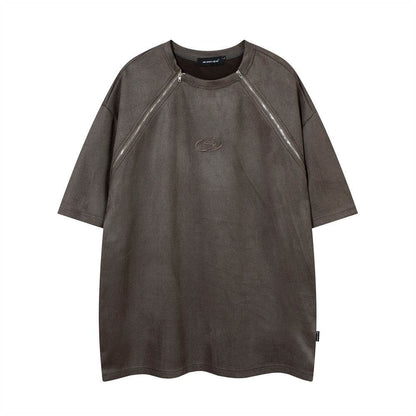 Men's Double Zipper Short-sleeved T-shirt MuddyStock