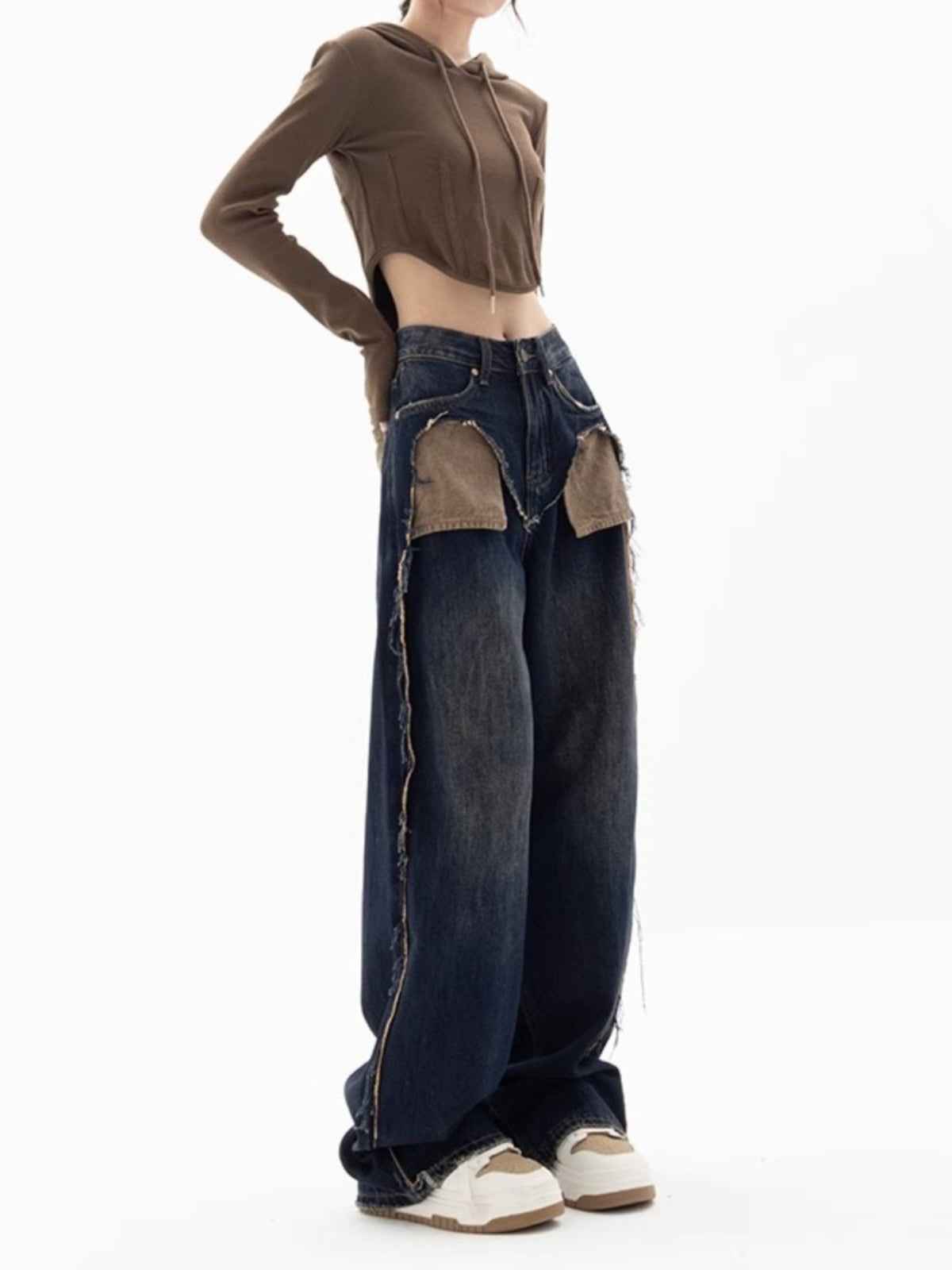 New Niche Design Contrast Color Jeans For Women MuddyStock