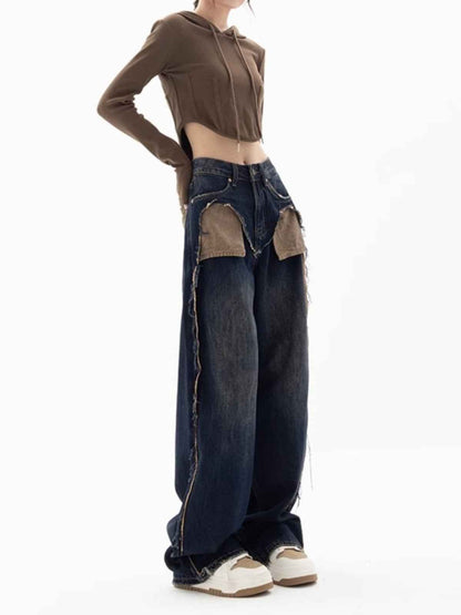 New Niche Design Contrast Color Jeans For Women MuddyStock