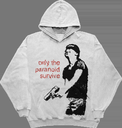 Letter Print Hoodie Loose Sweater White All Products