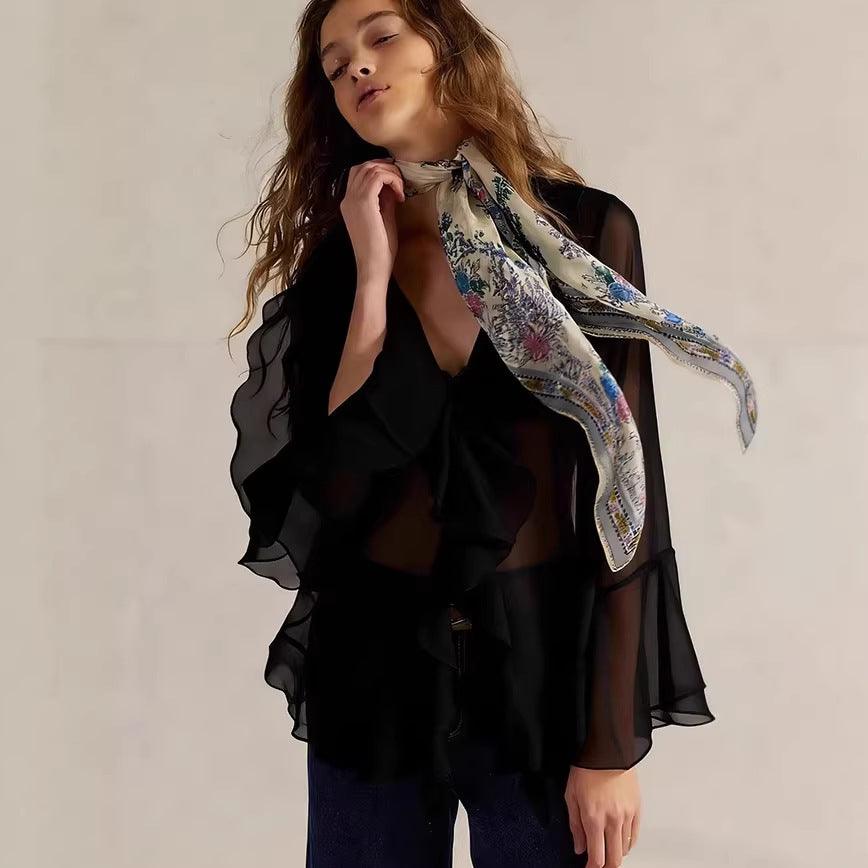 Women's Solid-Color V-Neck Outerwear Top