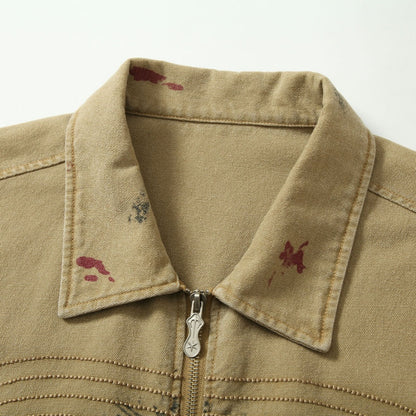 American Retro Street Distressed Graffiti Workwear Jacket For Men MuddyStock