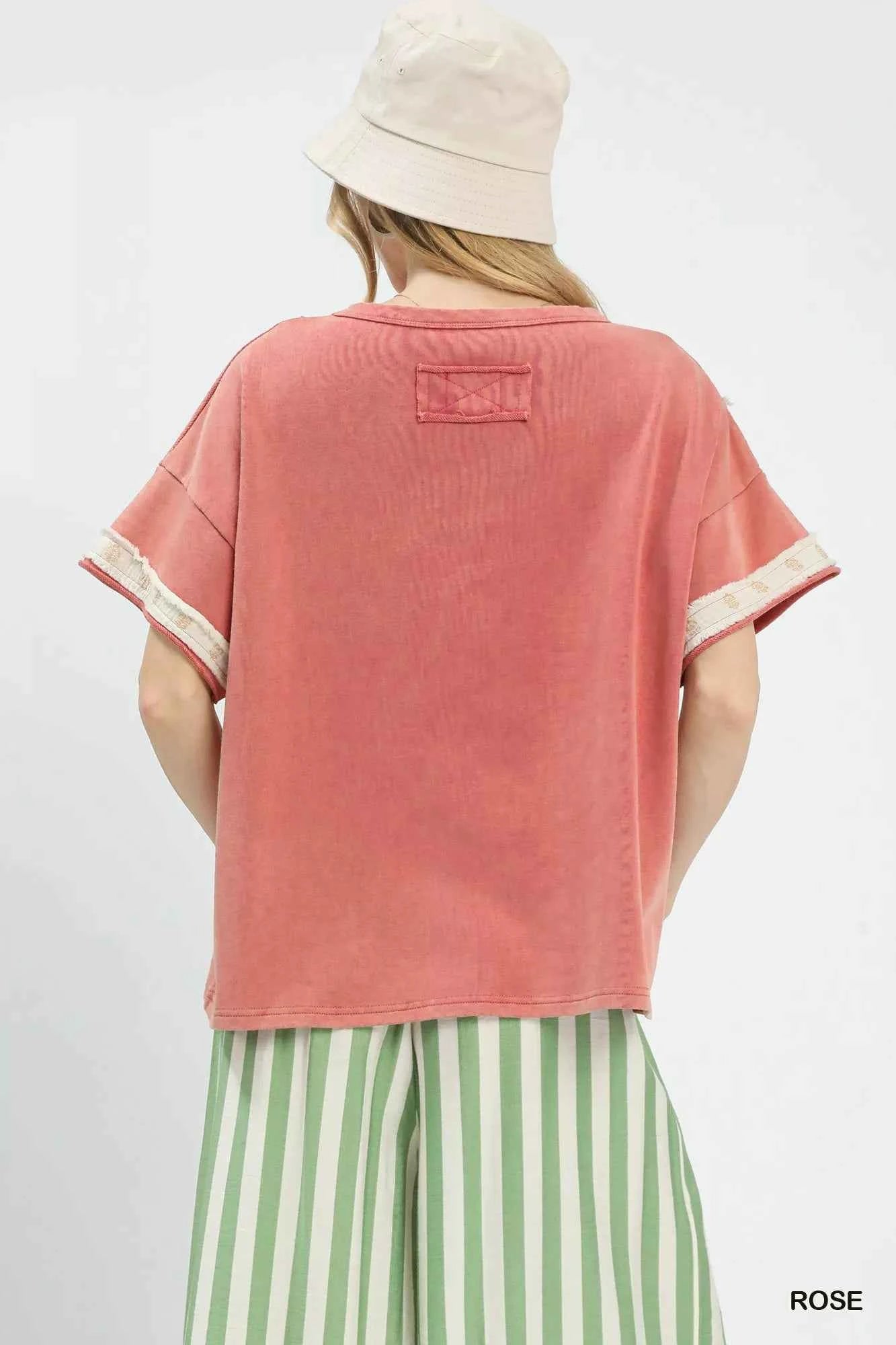 French Terry Top with Flower Patch For Women Trendsi