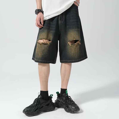 Ripped Denim Shorts For Men MuddyStock