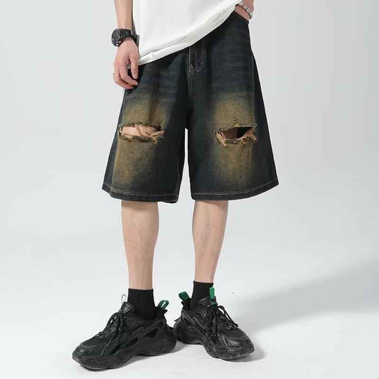 Ripped Denim Shorts For Men MuddyStock