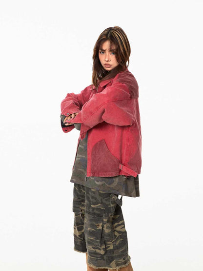 Patchwork Texture Three-dimensional Corduroy Pocket Baggy Jacket For Women MuddyStock