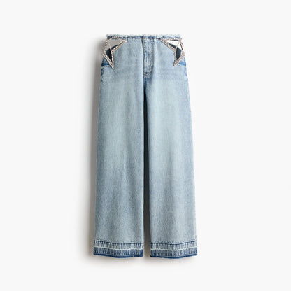 Women's Low-Waist Washed Straight-Leg Jeans