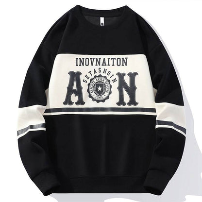 Mens Fashion Print Crew Neck Sweatshirt Black MuddyStock