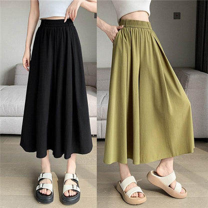 Korean Style Elastic Waistband Women's Straight Loose Pants MuddyStock