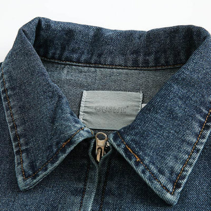 Polo Collar Japanese-style Retro Washed Denim Jacket For Men And Women MuddyStock