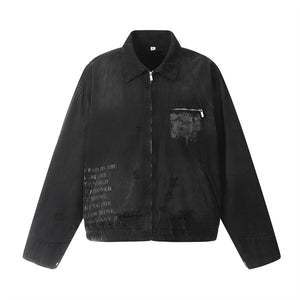 Painting Make Old Ripped Lapel Jacket For Men And Women Black