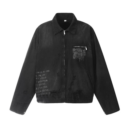 Painting Make Old Ripped Lapel Jacket For Men And Women Black