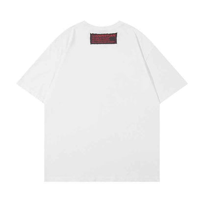 Letter Affixed Cloth Embroidered Printed Short Sleeve Men MuddyStock