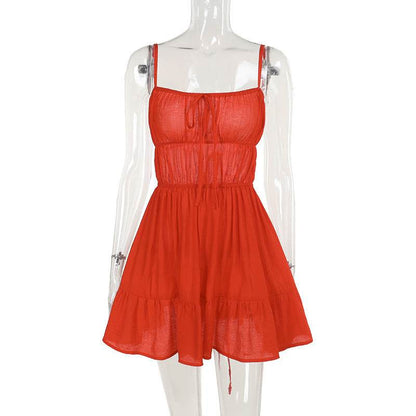 Hot Girl Sexy Backless Slim Fit Holiday Dress Women Orange MuddyStock