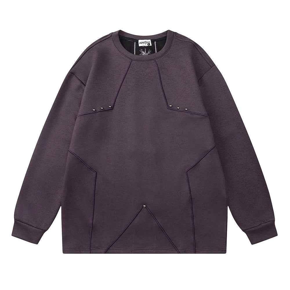 Loose Round Neck Sweashirt For Men Purple null