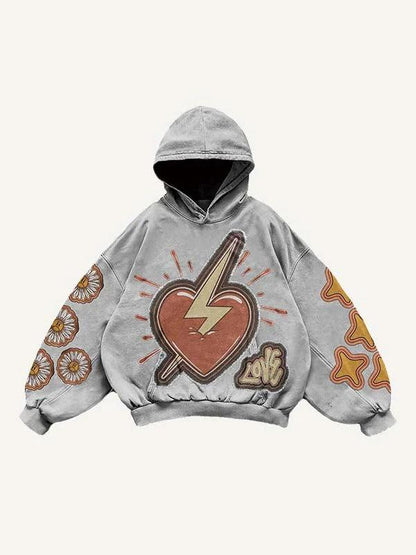 Printed Hoodie For Men And Women Grey