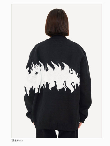 Street Retro Flame Color Matching Guochao Sweater MuddyStock