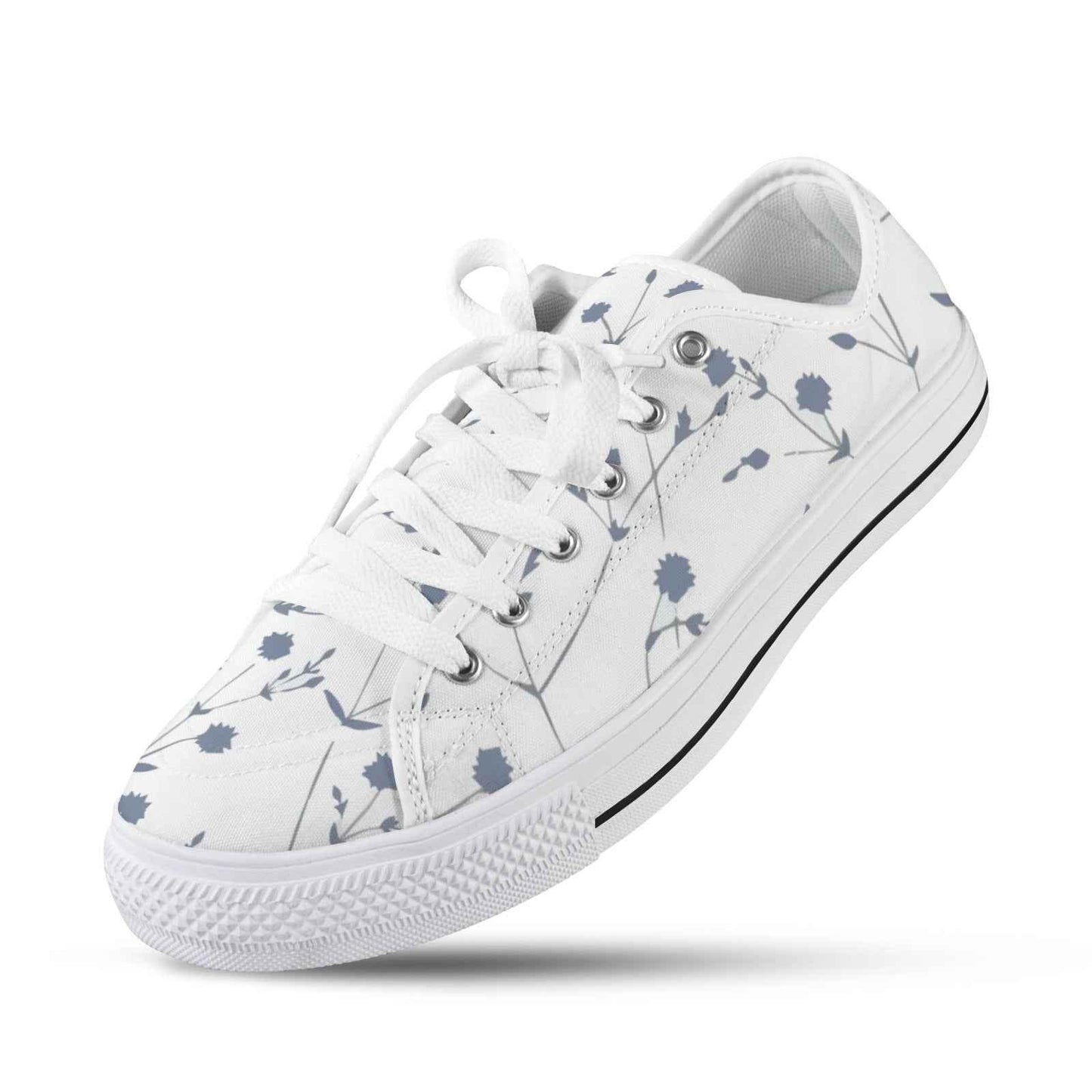 Seattle Low Top Women's Flower Design Shoes White