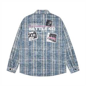 Plaid Loose Long Sleeves Shirt For Men And Women Blue