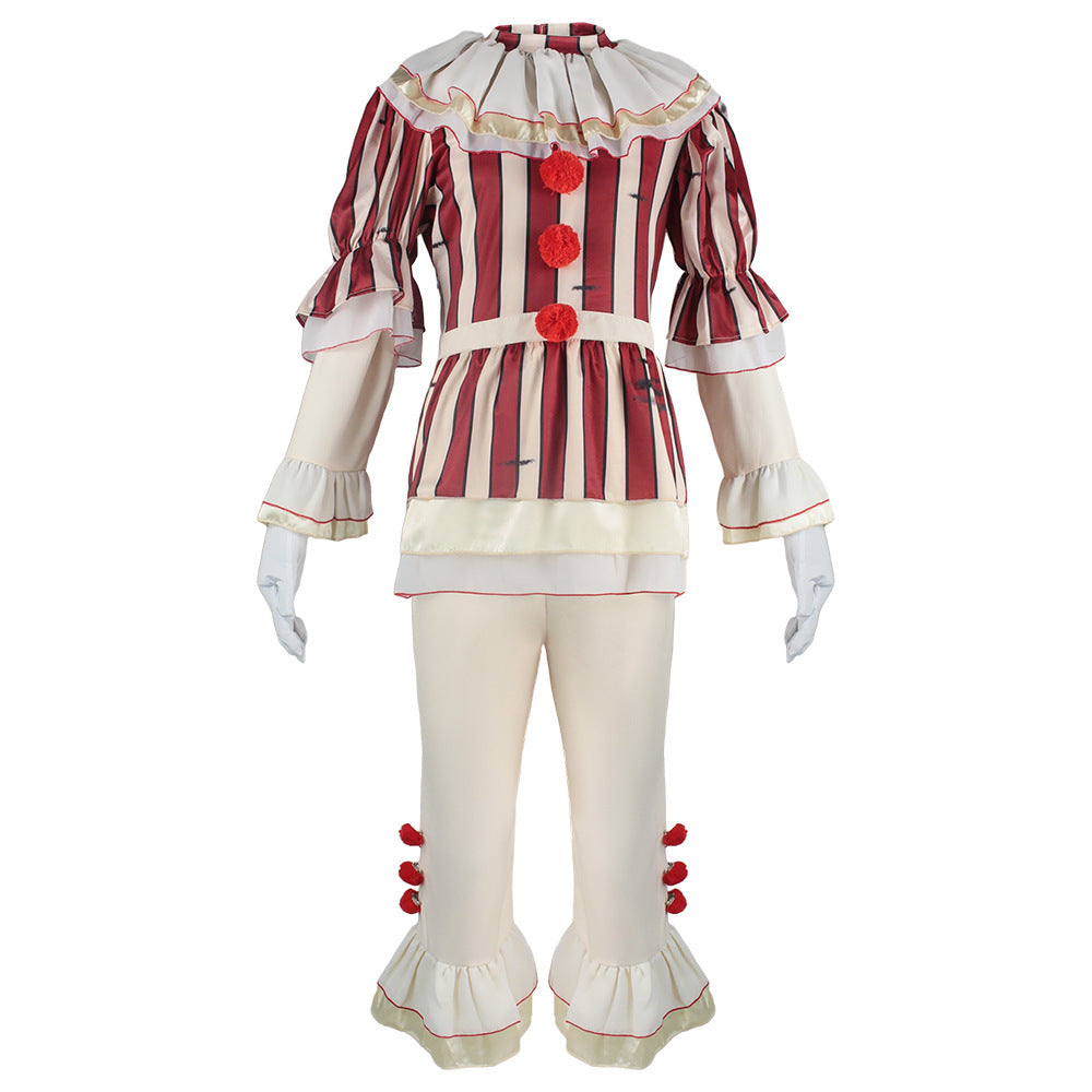 Halloween cosplay terrifying evil clown costume Horror Evil Clown (Red Stripes)
