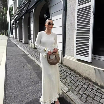 Round neck long sleeved slim fit dress for women | MuddyStock Originals
