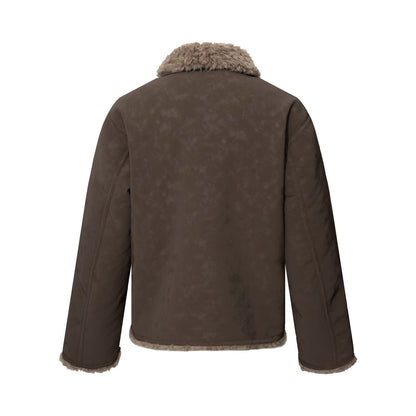 Men's Casual Street Style Turn-Down Collar Loose Fit Reversible Teddy Fur Cotton Jacket