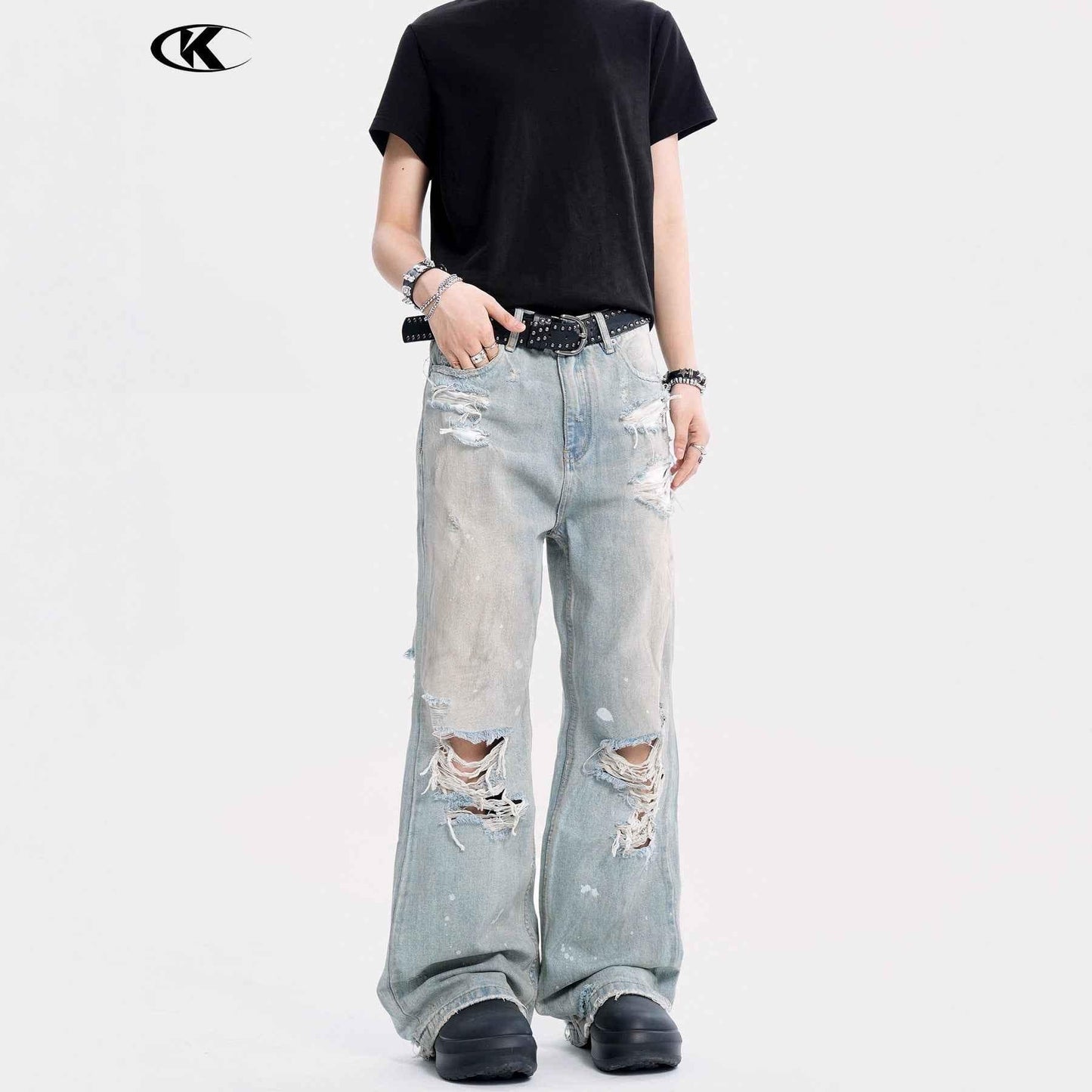 Loose Fringe Slim Fit Casual Long Jeans For Men | MuddyStock Originals