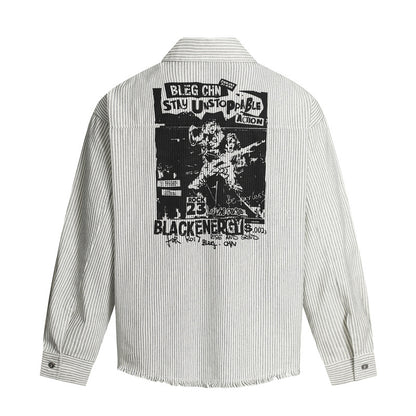 Character Print Destroyed Hem Striped Shirt For Men | MuddyStock Originals eprolo