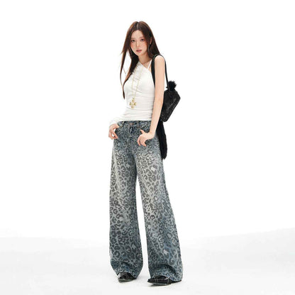 Women's Leopard Print Design Wide Leg Jeans | MuddyStock Originals MuddyStock