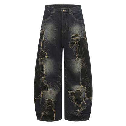 Washed patch curved knife jeans for women | MuddyStock Originals Blue