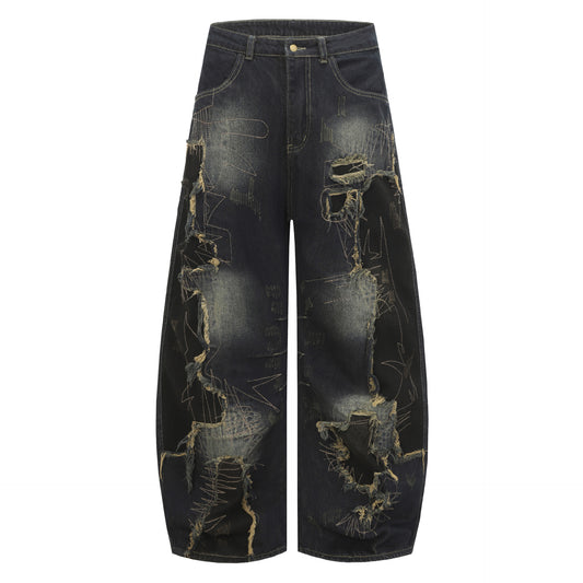 Washed patch curved knife jeans for women | MuddyStock Originals Blue