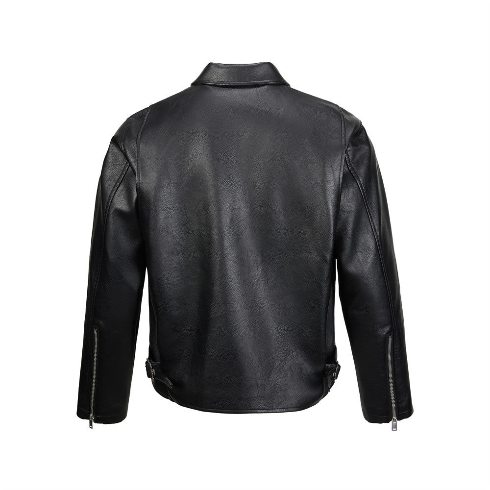 Collar PU leather jacket for men | MuddyStock Originals