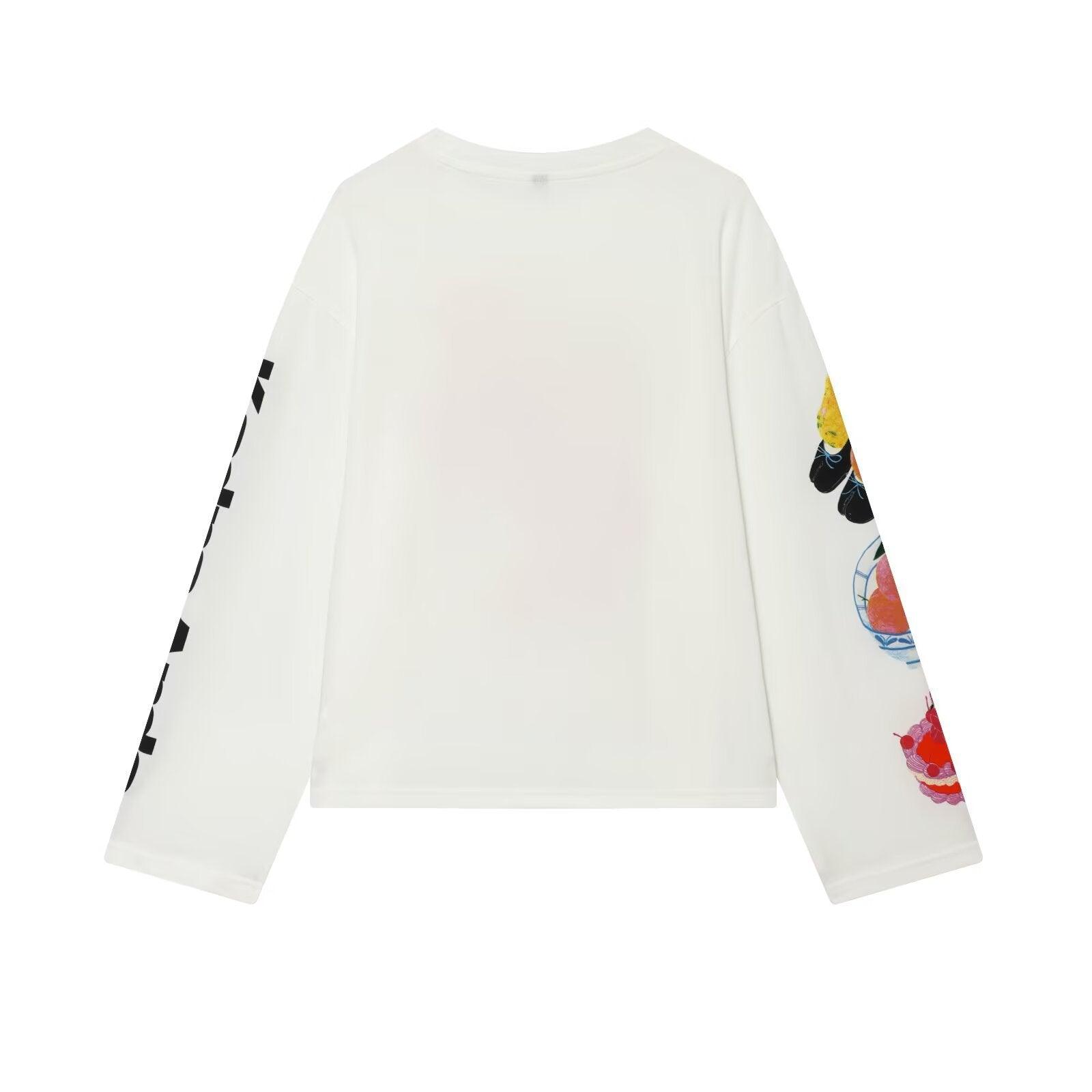 Simple style casual loose printed long sleeved top for women | MuddyStock Originals