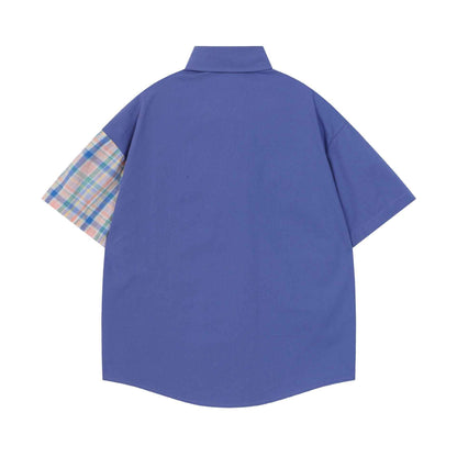 Color blocked dog design short sleeved shirt for women | MuddyStock Originals