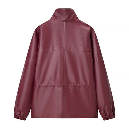 Long sleeved zipper PU short leather jacket for women | MuddyStock Originals MuddyStock